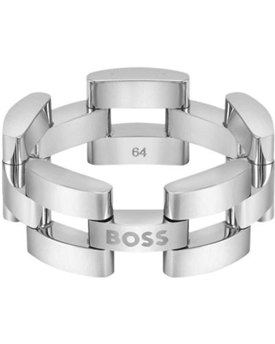 BOSS by HUGO BOSS Ring aus Kettengliedern mit Logo-Detail - Weiß
