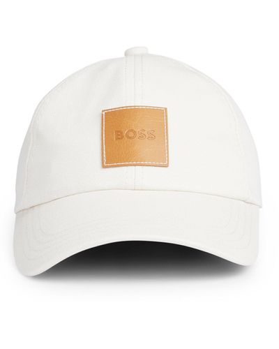BOSS Cap aus Baumwoll-Canvas mit Logo-Aufnäher - Weiß