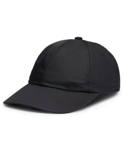 BOSS Water-repellent Six-panel Cap With Metal Logo - Black