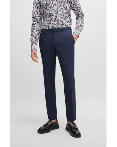 HUGO Extra-slim-fit Pants In Stretch Twill - Blue