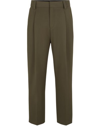HUGO Flat Front-pantalon Van Gestructureerd Hoogwaardig Stretchmateriaal - Groen
