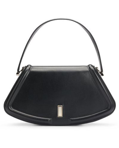 BOSS Leather Shoulder Bag With Branded Hardware - Black
