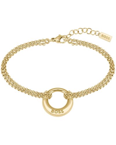 BOSS Bracelet doré avec pendentif anneau logoté - Métallisé