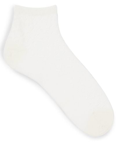 BOSS Gebreide Korte Sokken Van Een Gemerceriseerde Katoenmix Met Monogrammen - Wit