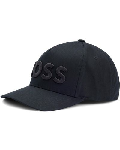 BOSS Cotton-twill Cap With 3d Embroidered Logo - Blue