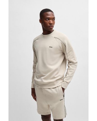 BOSS Stretch-cotton Regular-fit Sweatshirt With Emed Artwork - White