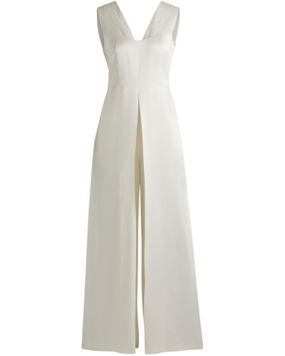 BOSS Jumpsuit In Lustrous Fabric With Layered Effect - White