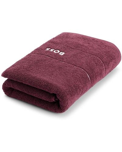 BOSS Cotton Bath Towel With White Logo Embroidery - Purple
