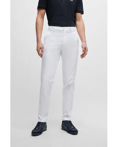 BOSS Regular-fit Chinos With Hidden Drawcord And Tapered Leg - White