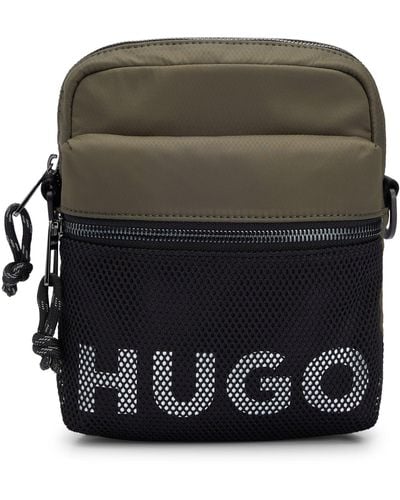 HUGO Reporter Bag With Contrast Logo And Mesh Overlay - Grey