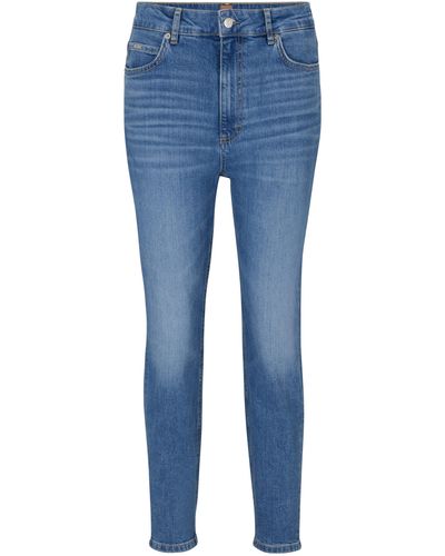 BOSS Kortere Jeans Met Hoge Taille Van Comfortabel Blauw Stretchdenim