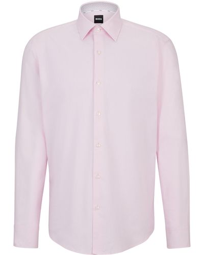 BOSS Regular-fit Overhemd Van Gemakkelijk Te Strijken Oxfordkatoen Met Stretch - Roze