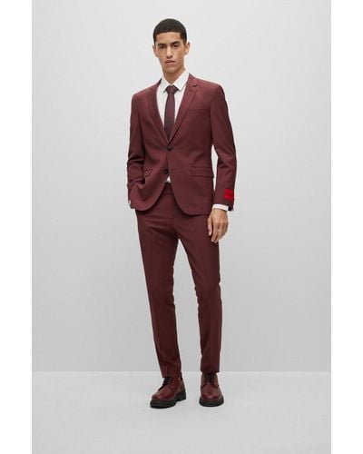 HUGO Extra-slim-fit Suit In Performance Stretch - Red