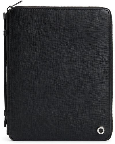 BOSS A5 Conference Folder In Black Textured Leather
