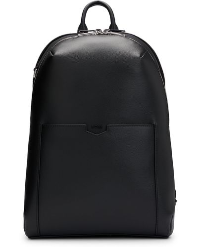 BOSS Leather Backpack With Detachable Inner Pouch - Black