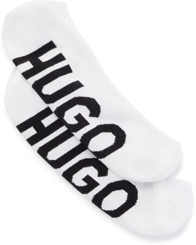 HUGO Twee Paar Onzichtbare Sokken Met Contrasterende Logo's - Wit