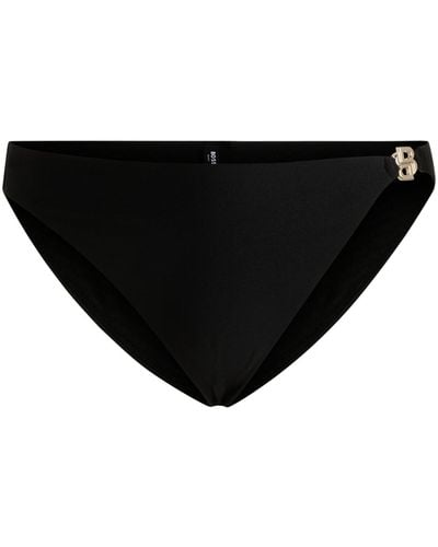 BOSS Fully Lined Bikini Bottoms With Double B Monogram - Black