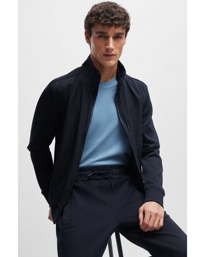 BOSS Packable Zip-up Sweatshirt With Air-mesh Panels - Blue