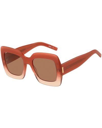 BOSS Red-acetate Round Sunglasses With Silver-tone Chain Women's Eyewear - Brown