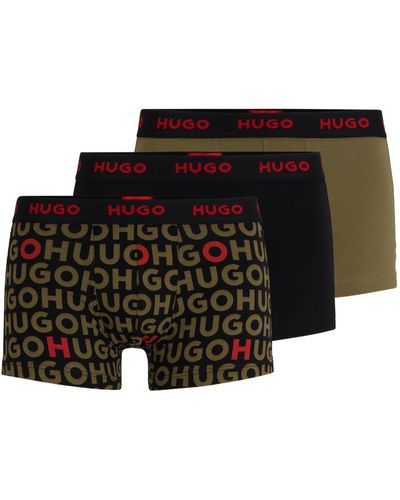 HUGO Set Van Drie Korte Boxershorts Van Stretchkatoen Met Logotailleband - Zwart