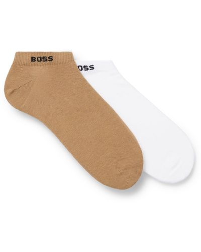 BOSS by HUGO BOSS Lot de deux paires de chaussettes basses en coton mélangé - Blanc