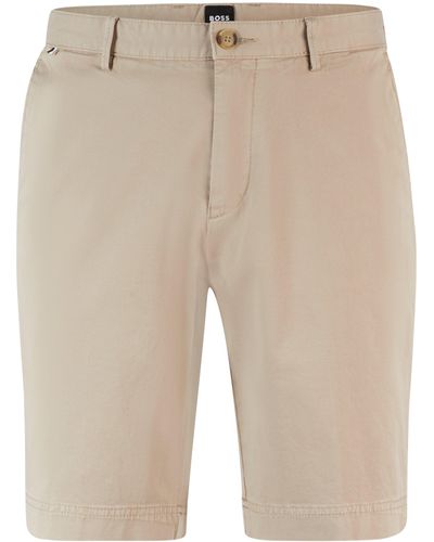 BOSS Slim-Fit Shorts aus elastischer Baumwoll-Gabardine - Natur