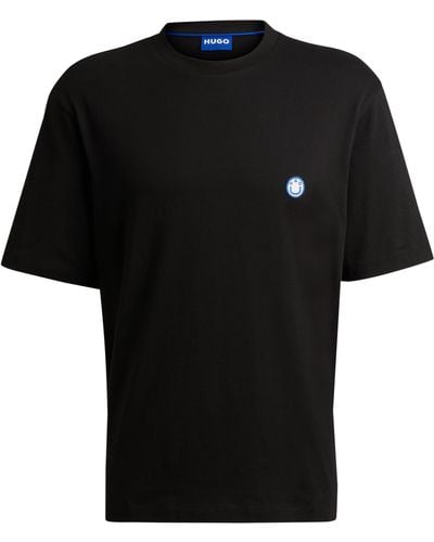 HUGO T-shirt Van Katoenen Jersey Met Smiley®-logo - Zwart