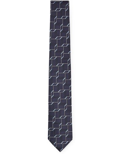 BOSS Silk-jacquard Tie With Modern Pattern - Blue