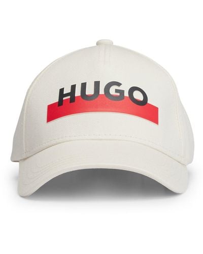 HUGO Cotton-twill Cap With Stripe And Logo - White