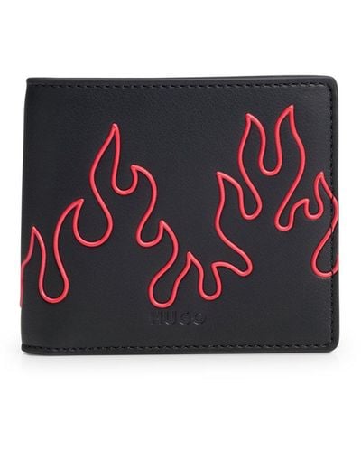 HUGO Faux-leather Bi-fold Wallet With Flame Artwork - White
