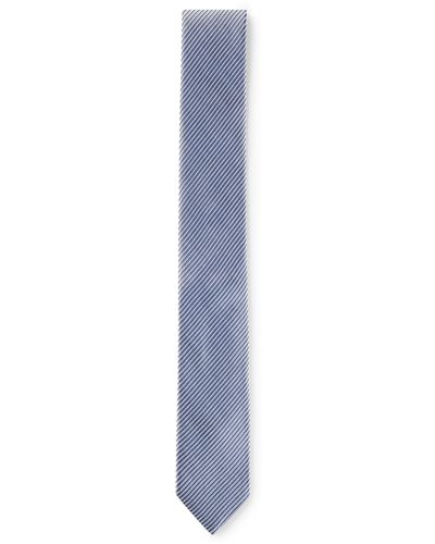 HUGO Diagonal-stripe Tie In Silk Jacquard - Blue