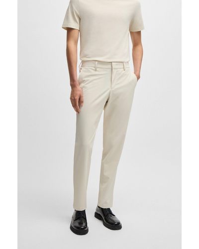 BOSS Slim-fit Trousers In Wrinkle-resistant Performance-stretch Fabric - Natural
