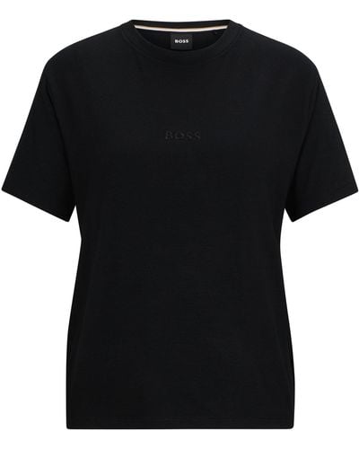 BOSS Regular-fit T-shirt In Stretch Jersey With Embroidered Logo - Black