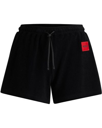 HUGO Cotton-blend Shorts With Logo Detail - Black