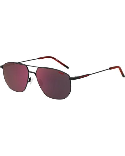 HUGO Double-bridge Sunglasses In Black Metal With Red Details Men's Eyewear - Multicolor