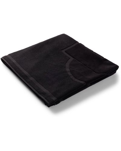 BOSS Cotton Beach Towel With Double Monogram - Black