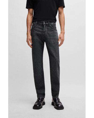 BOSS Jean Regular gris en denim stretch mécanique - Noir