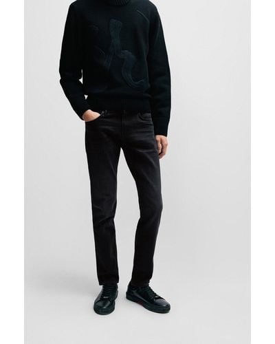 BOSS Slim-fit Jeans In Black Italian Selvedge Denim