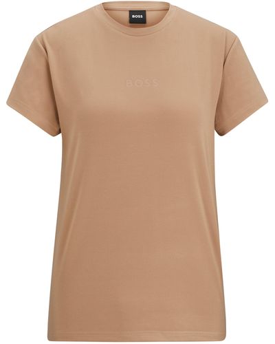 BOSS Pyjama-Shirt aus Stretch-Modal mit Jersey-Struktur und tonalem Logo - Natur