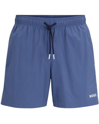 BOSS Zwemshorts Met Logo, Strepen Opzij En Logo - Blauw