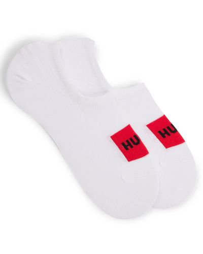 HUGO Set Van Twee Paar Onzichtbare Sokken Met Rode Logodetails - Wit