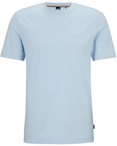 BOSS T-shirt Van Katoenen Jersey Met Rubberen Logoprint - Blauw