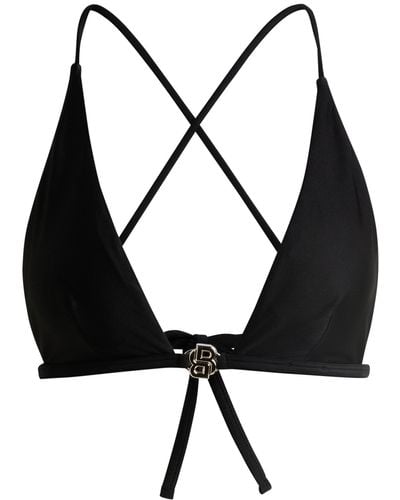 BOSS Triangle Bikini Top With Double B Monogram - Black