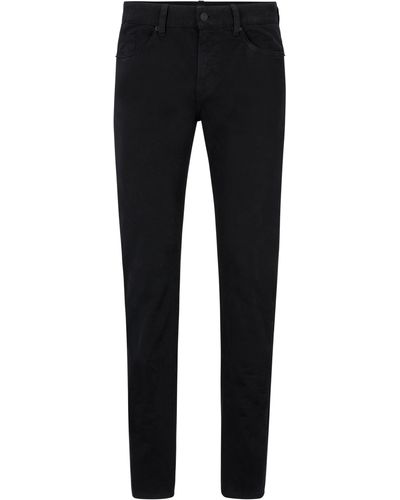BOSS Slim-Fit Jeans aus elastischer Denim-Gabardine - Schwarz