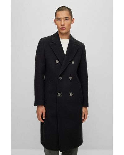 HUGO Slim-fit Coat In A Wool Blend - Black