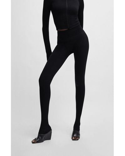 BOSS Naomi X Stretch-jersey leggings With Branded Waistband - Black