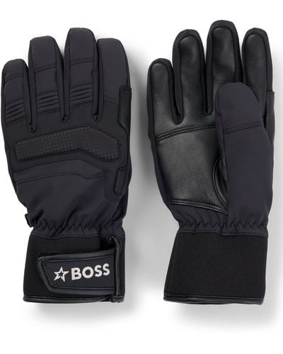BOSS X Perfect Moment Mixed-material Ski Gloves With Leather - Black