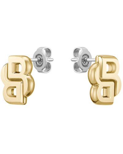 BOSS Gold-tone Earrings With Double B Monogram - Metallic
