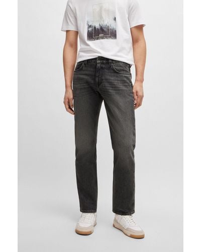 BOSS Regular-fit Jeans In Grey Rigid Denim
