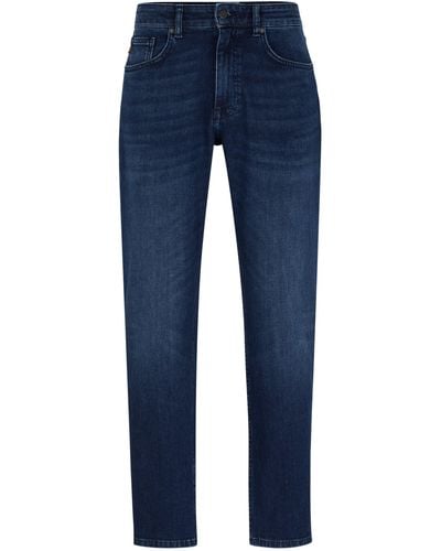 BOSS Blaue Regular-Fit Jeans aus bequemem Stretch-Denim